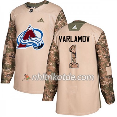 Colorado Avalanche Trikot Semyon Varlamov 1 Adidas 2017-2018 Camo Veterans Day Practice Authentic - Herren